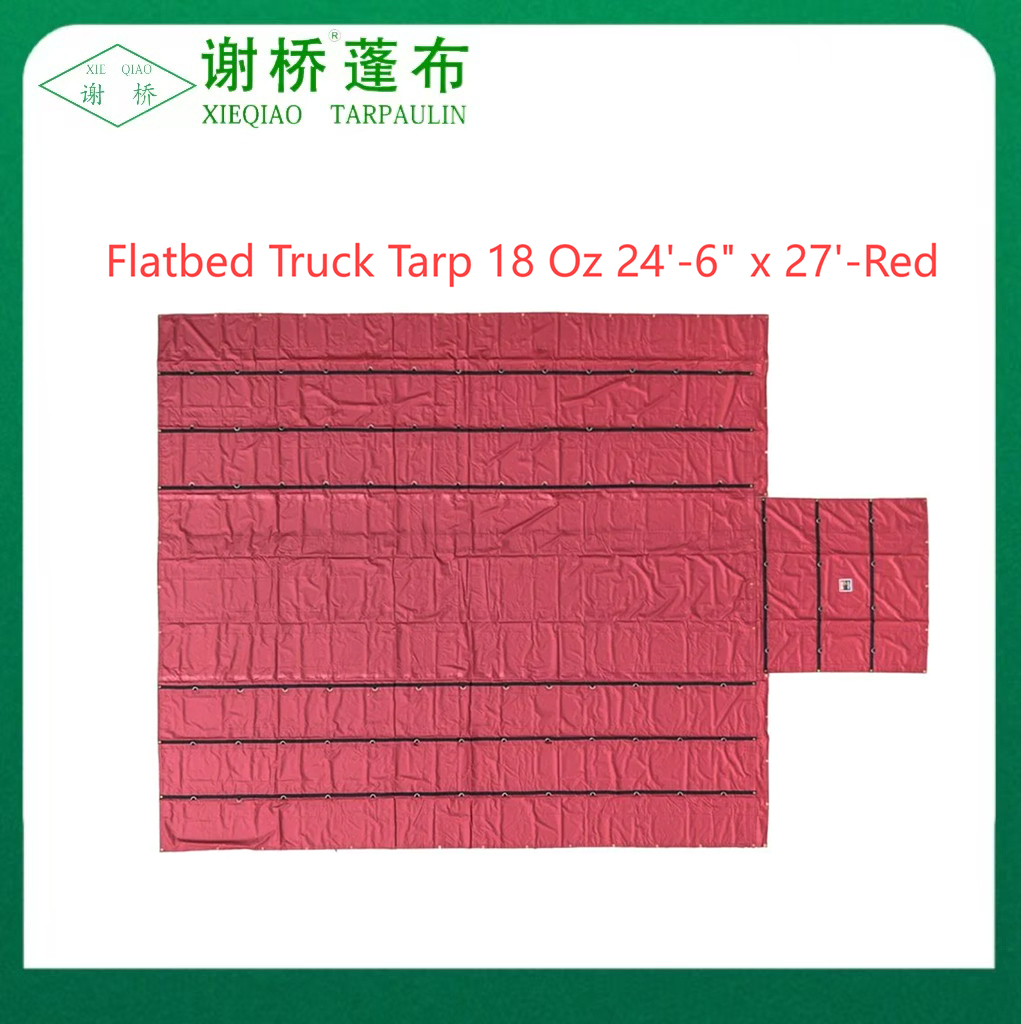 18 oz flatbed truck tarp 24 "-6" "x27" (8 "dråpe) -red